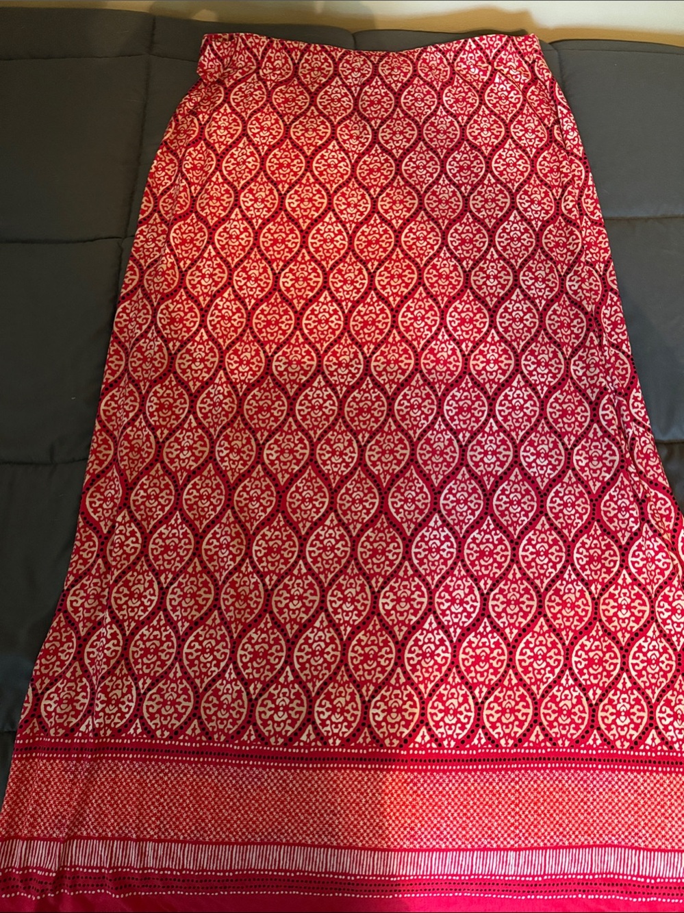 Chico's Red and Off-White Printed Boho Skirt